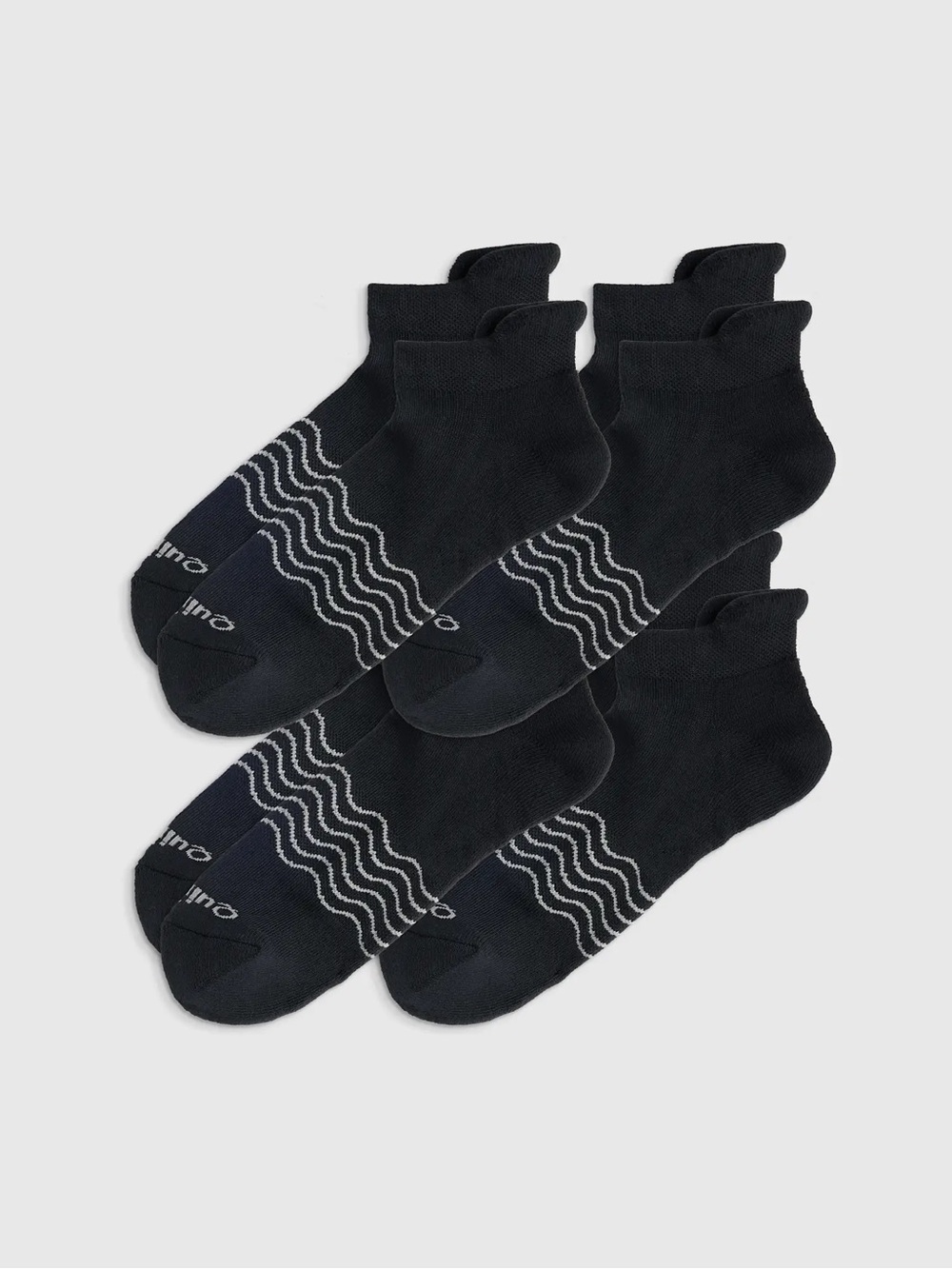 QUINCE 4 Pack Everyday Cotton Solid Ankle Socks Black 8506